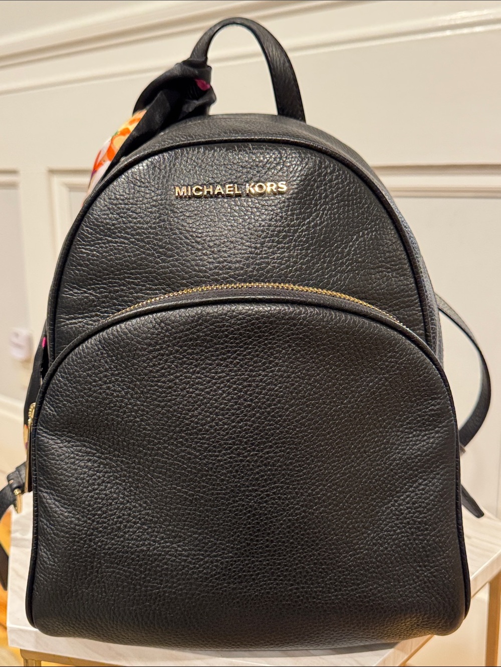 Michael Kors Bag Abbey Black Pebbled Leather Small Backpack - Picture 4 of 17
